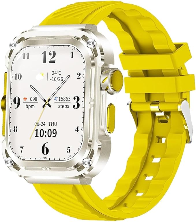 Z85 Max Big 2.04 3 Straps Smartwatch με Παλμογράφο Κίτρινο
