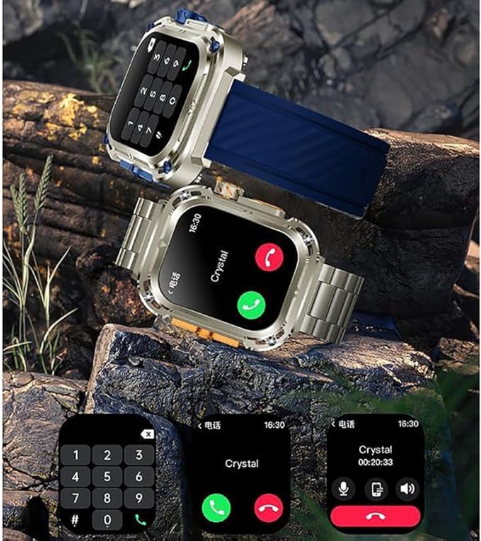 Z85 Max Big 2.04 3 Straps Smartwatch με Παλμογράφο Μπλε
