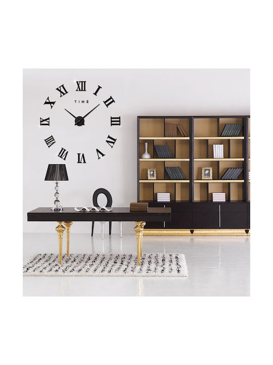 Ρολόι Τοίχου Αυτοκόλλητο 3D DIY 50-120cm ZH019 Μαύρο