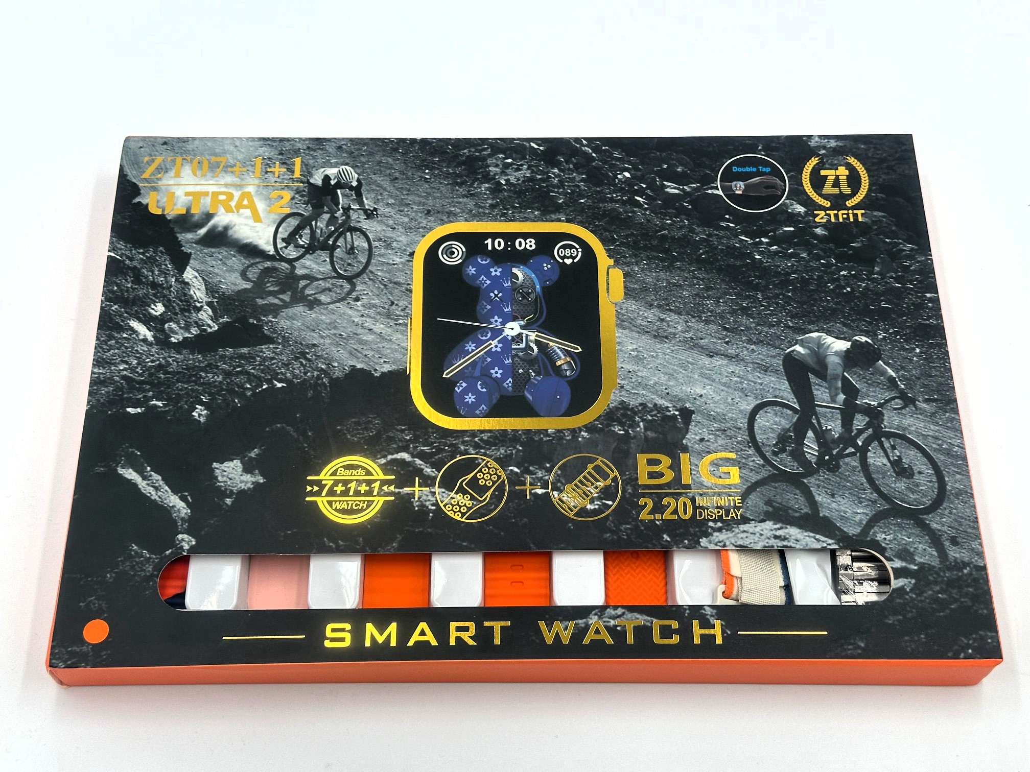 Smartwatch ZT07 Ultra Max 2,20" 49 χιλιοστών + Bluetooth HandsFree  Δώρο + τζαμάκι προστατευτικό Ασύρματη φόρτιση Αδιάβροχο 10 +1 σετ ανδρικό γυναικείο Πορτοκαλί