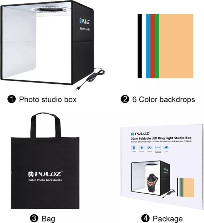Photo Box Mini Studio Led Mohicans Φωτιζόμενο με Πολλαπλά Background 60x60x60cm ZY-906 Μαύρο