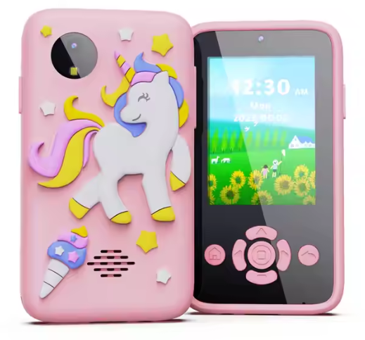 Παιδικό παιχνίδι Smartphone Unicorn με συσκευή αναπαραγωγής μουσικής MP3 - Διπλή κάμερα για selfies - Ενσωματωμένα παιχνίδια 2,4" Οθόνη 8MP Κάμερα - Ροζ