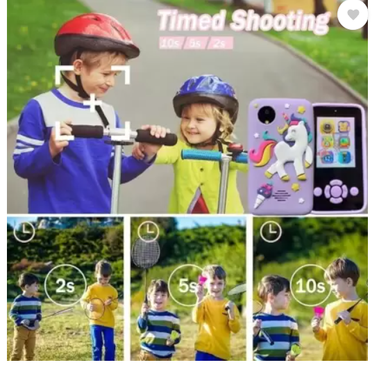 Παιδικό παιχνίδι Smartphone Unicorn με συσκευή αναπαραγωγής μουσικής MP3 - Διπλή κάμερα για selfies - Ενσωματωμένα παιχνίδια 2,4" Οθόνη 8MP Κάμερα - Ροζ